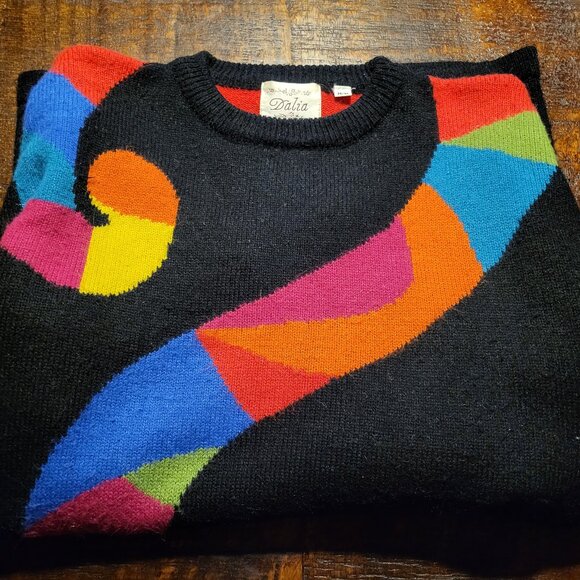 Geometrical vintage 80's long cardigan Dalia brand - Picture 3 of 6